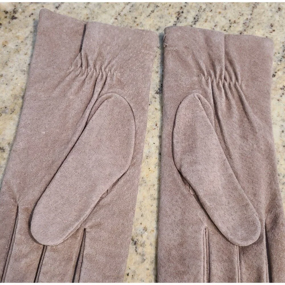 Vtg Fownes Womens Size M Tan Suede Knit Lined 9.5